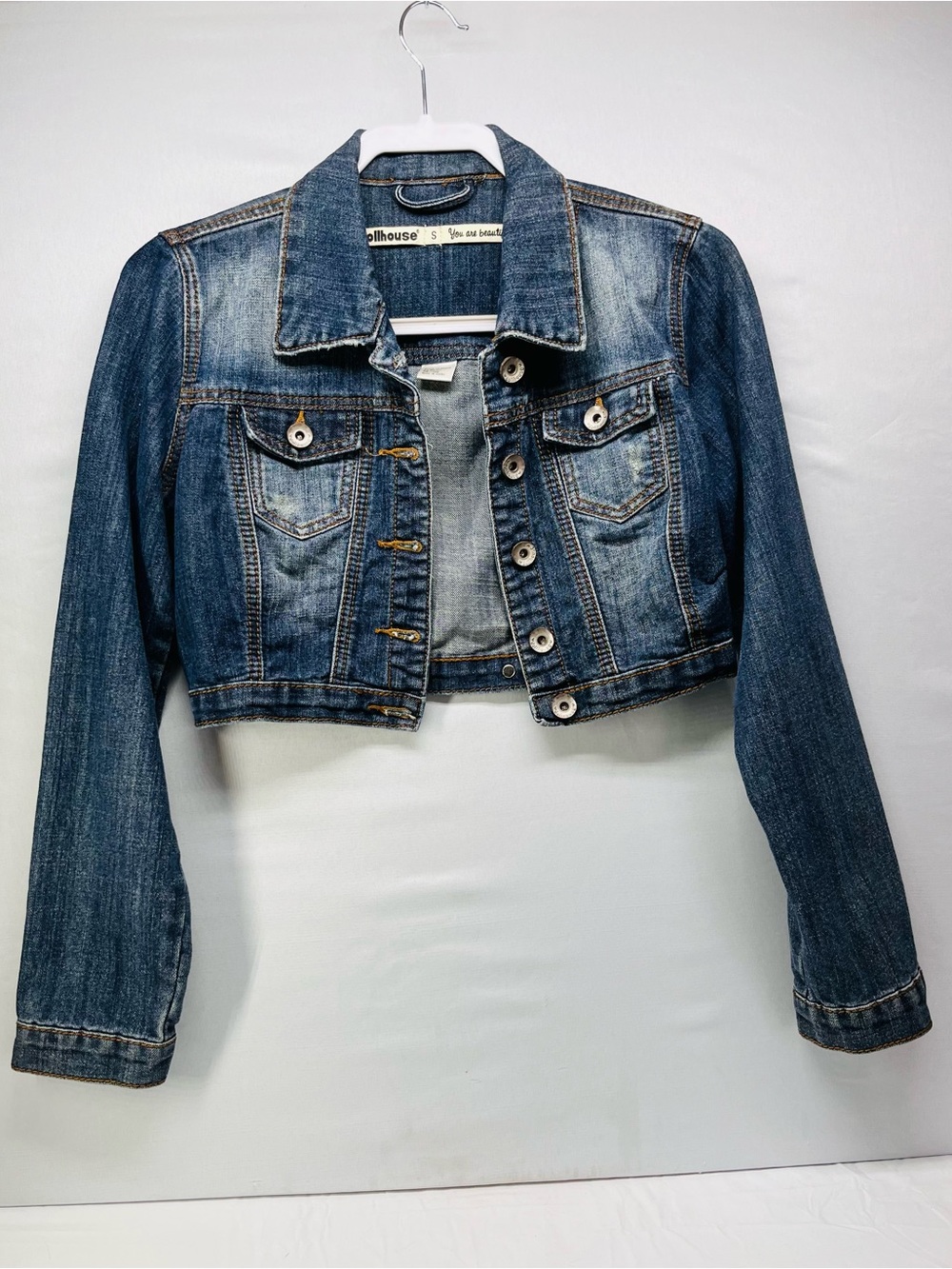 Y2K Vintage Dollhouse Cropped Blue Denim Jacket